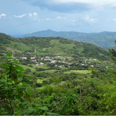 View of San Nicolas nestled in mountains